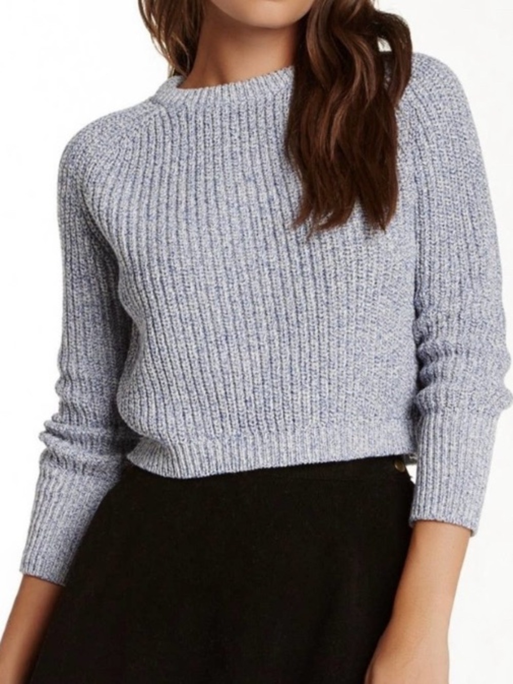 American Apparel Cropped Fisherman Sweater Blue Melange, medium